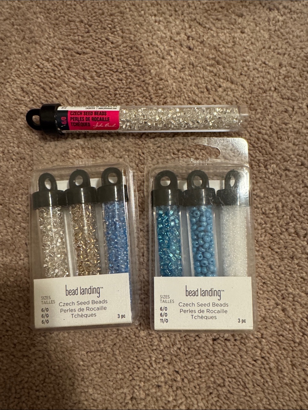 Bead Landing Czech Seed Bead Packs - Blue, Silver, Gold